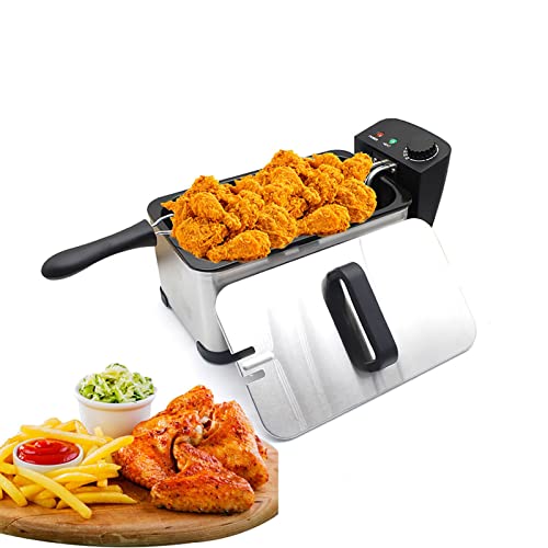 3,5L Elektrische Fritteuse Rostfreier Stahl Fritteuse Für Fette Mit Temperaturregelung Fritteuse Fat Tank Mit Deckel Abnehmbarer Ölkorb Mit Antihaft-Tank Leicht Zu Reinigen 2000W von BLUNOA