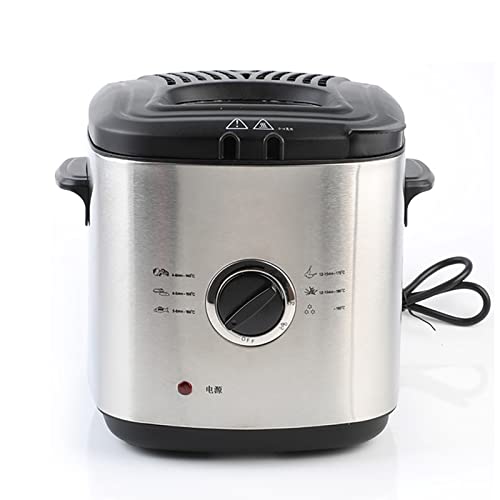 BLUNOA Elektrische Fritteuse Fritteuse Für Fettarbeitsplatten Edelstahl-Fritteuse Mit Sicherheitsgriff Und Sichtfenster Antihaft-Innenkorb Aus Mesh 1000W (Color : 1.2L) von BLUNOA