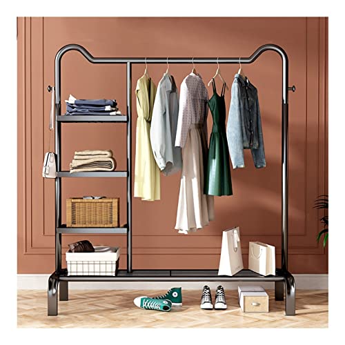 Einpolige Tidy Rails Multifunktionaler Kleiderständer aus Metall Heavy Duty Kleiderständer zum Aufhängen Robuster freistehender Aufhänger für Zuhause Geschäft Lagerung Anzeige (Color : Black, Size : von BLUNOA