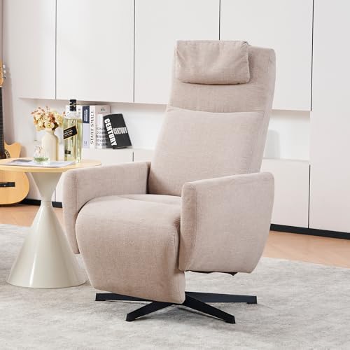 BLUON HOME Bequemer Relaxsessel mit Liegefunktion – Chenille Fernsehsessel mit Fußstütze, drehbarer Stillsessel & Loungesessel für Wohnzimmer, modernes Sofa, Grau von BLUON HOME