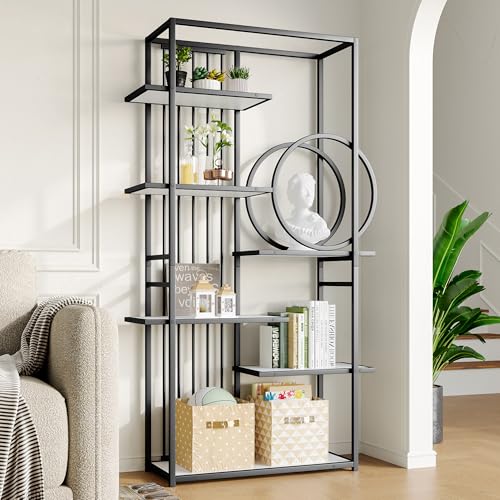 BLUON HOME Modernes Metallregal - 100x30x180cm Mehrstufige Speichereinheit, geometrischer Stahlrahmen mit runden Akzenten, Innendekoratives Regal für Wohnzimmer, Büro, Weiß + Schwarz BLUON HOME Modernes Metallregal - 100x30x180cm Mehrstufige Speichereinheit, geometrischer Stahlrahmen mit runden Akzenten, Innendekoratives Regal für Wohnzimmer, Büro, Weiß + Schwarz von BLUON HOME