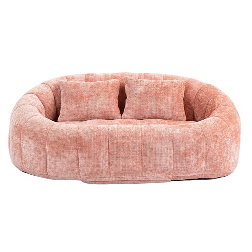 BLUON HOME Sitzsack Sofa Lazy Sofa Durable Comfort Lounger High Back Sitzsack Stuhl Couch für Erwachsene und Kinder, Innen- und Außenbereich, Accent Floor Soft Lounge Chair (Pink Chenille) von BLUON HOME