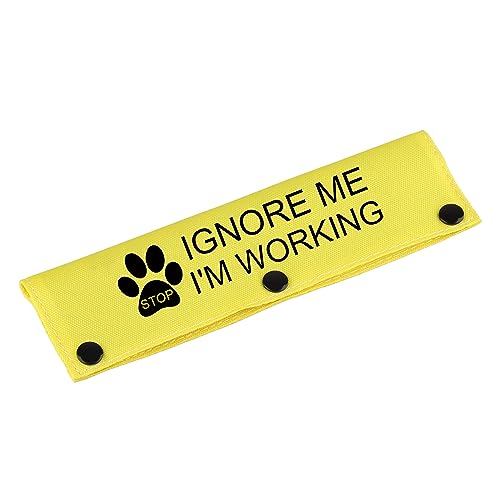Lustige Hundeleine, für Arbeitshunde, Geschenk, Stop Ignore Me I'm Working Hundeleine, mit Warnung, zum Aufhängen (Stop Ignore Me-YE Sleeve) von BLUPARK