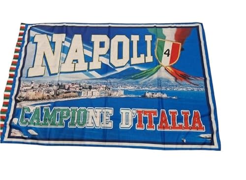 Flagge 90 x 150 cm oder Flagge ca. 130 x 200 cm Vesuv hellblau für Partys mit Schriftzeichen Stadt von Neapel für die neapoletanischen Stadtmeister von BLUSUPERSHOP