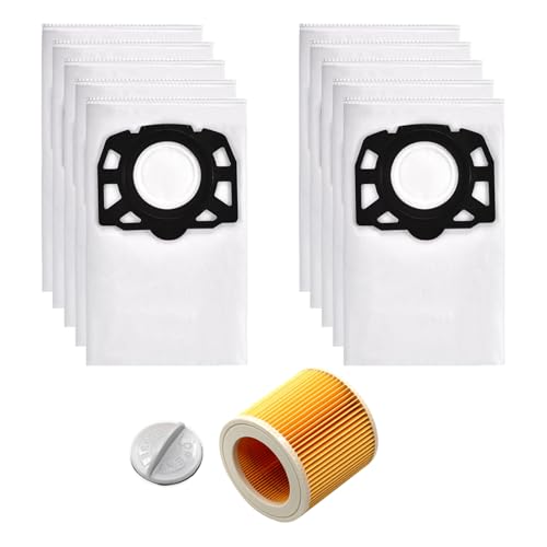 Beutel Filter Ersatzteile für Kärcher WD2 Plus WD3 WD3P WD 3 Premium WD 3 Battery MV3 Nass Trockensauger KFI 357 KFI 3310 Staubsauger Zubehör Set (10 Staubbeutel + 1 HEPA Filter) von BLUTENET