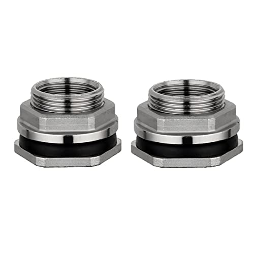 2 Stück Edelstahl Gartenschlauch Schottverschraubung, 1/2" 3/4" 1" 1-1/4" 1-1/2" 2" BSP Innengewinde SUS304 Rohr Einzelner Loser Schlüssel Schwenkverschraubung Mutter Wassertank Verbindungsstück ( Siz von BLUVLY