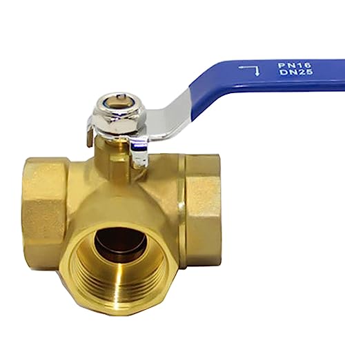 BLUVLY Messing-Dreiwege-Kugelhahn, DN25 1" Hahn L-Typ Messing-Kugelhahn Innengewinde Vollanschluss-Rohrkugelhahn for Wasser, Öl Und Dampf, Warmwasserbereiterschalter von BLUVLY