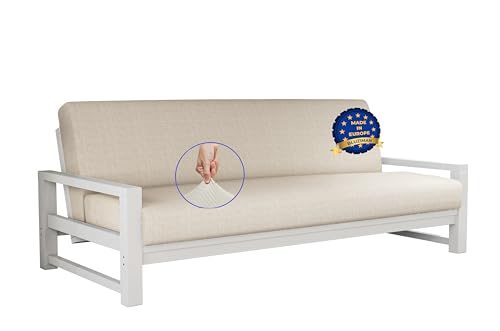 BLUZIMAN Sofa Überzug Futonbezug, Ohne Armlehnen Couch Überzug, Sofabezug Super Elastische, Sofa Cover Nicht kompatibel mit Eck- oder L-förmigen Sitzmöbeln (Clic Clac, Elfenbein) von BLUZIMAN