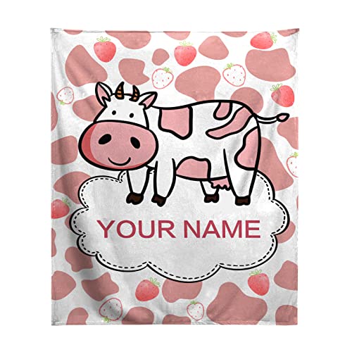 Personalisierte Kuh Decke mit Name benutzerdefinierte Kuh Decke weich warm gemütlich Flanell Kuh Druck Bettwäsche werfen Decken für Sofa Mädchen Jungen Erwachsenen Geburtstag neugeborenen Geschenke von BLYIUKR