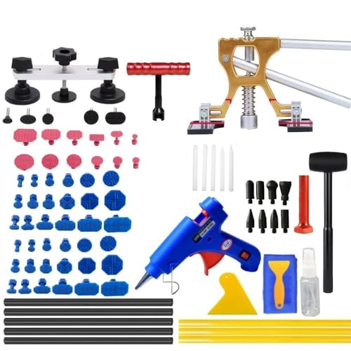 Dellen Reparaturset Auto Karosserie-Ausbeul-Reparatur-Sets, ohne Lackierung, Auto-Dellen-Abzieher mit Brücke, Dellen-Abzieher-Set for die Karosserie, Motorrad-Dellen-Reparatur Ausbeulwerkzeug (Color von BLacOh