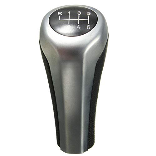 Schaltknauf Schaltknauf for BMW 1 3 5 6 Serie E46 E53 E60 E61 E63 E65 E81 E82 E83 E87 E90 E91 E92 X1 X3 X5, verchromte, Matte Kohlefaser SchaltknäUfe(Matte Silver 6Speed) von BLacOh