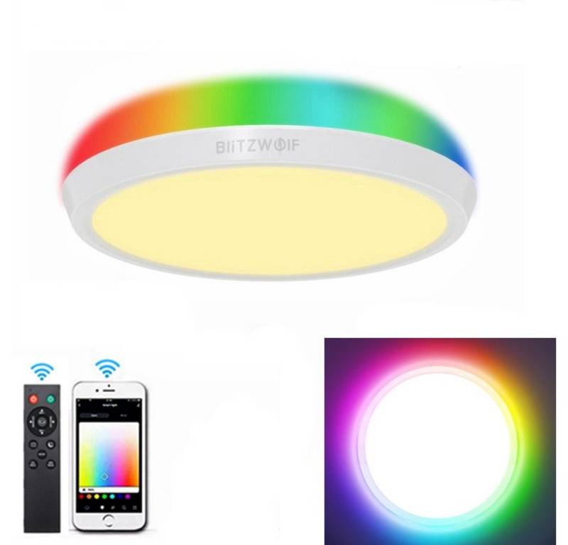 BLiTZWOLF LED Deckenleuchte, Farbwechsler, Smart Deckenlampe WiFi RGB Dimmbar φ40cm, Alexa Google Fernbedienung von BLiTZWOLF