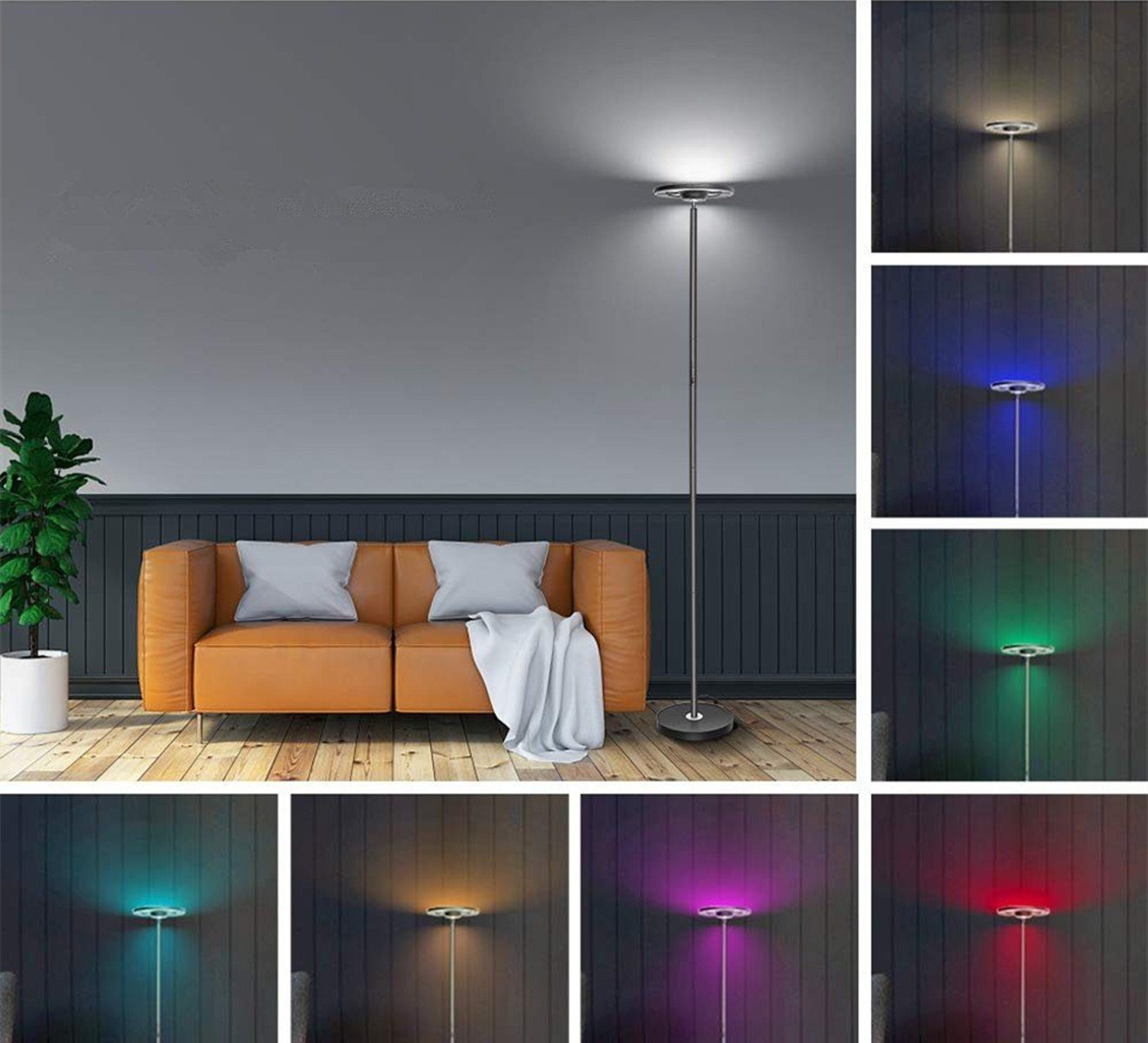 BLiTZWOLF Stehlampe, Farbwechsler, RGB LED Stehleuchte Ecklampe WIFI+ bluetooth 168cm 2700K~6500K von BLiTZWOLF