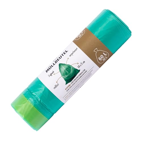 BLiX - Grüne Müllbeutel 60L | Extra robuste Abfallsäcke 30 µ | Reißfest & vielseitig für Haushalt & Büro | Mit p&m-Design Logo, 20 Stück, Kunststoff, 64x71 cm BLiX - Grüne Müllbeutel 60L | Extra robuste Abfallsäcke 30 µ | Reißfest & vielseitig für Haushalt & Büro | Mit p&m-Design Logo, 20 Stück, Kunststoff, 64x71 cm von BLiX