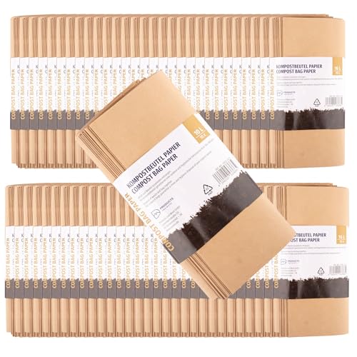 BLiX - Kompostierbare Papierbeutel 10L | Umweltfreundlich & Robust | p&m-Design | Passend für Bioabfallbehälter | Papier Müllbeutel | Mülltüten Braun, 10 Stück (60er Pack), Papier von BLiX