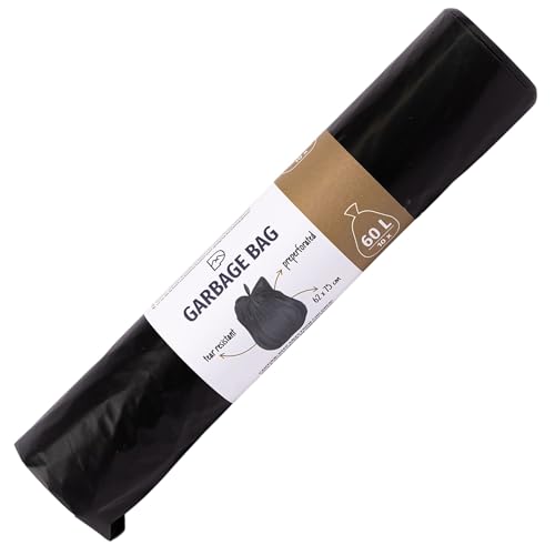 Müllbeutel 60 Liter - 10x BLiX Extra Dick Schwarz, Robuste Mülltüten aus Kunststoff 45µ, Ideal für Haushalt & Gewerbe von BLiX