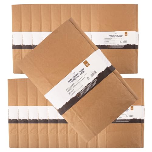 BLiX - Papierkompostsack 120L | Kompostierbares Kraftpapier | Umweltfreundliche Entsorgung | Robust mit p&m-Design | Garten Abfallsack | Müllbeutel 120L, Braun, 3 Stück (20er Pack), Papier von BLiX