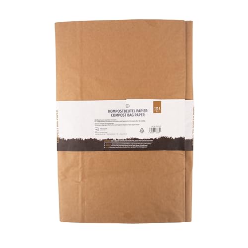 Papierkompostsack 120L, Kraftpapier Braun - 2X BLiX Kompostierbarer Abfallsack, Umweltfreundlich, Robust, Druck mit p&m-Design von BLiX