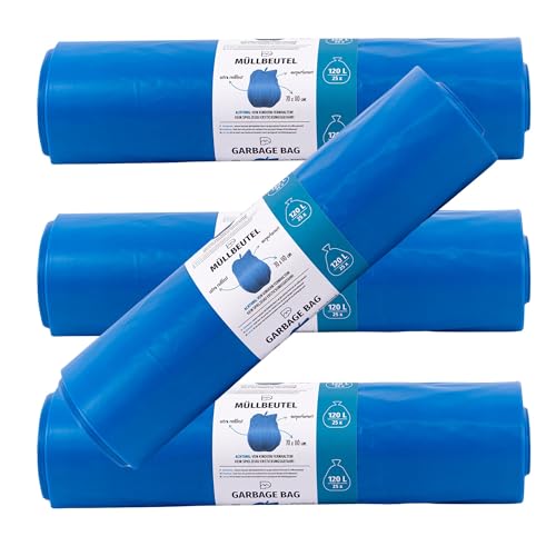 Schwerlast Müllsäcke 120L Blau 60µ - 100x BLiX Professionelle Mülltüten 70x110cm I Extra Starke Abfallsäcke für Baustellen & Gewerbe I Reißfest und Robust I Farbcodierte Mülltrennung Schwerlast Müllsäcke 120L Blau 60µ - 100x BLiX Professionelle Mülltüten 70x110cm I Extra Starke Abfallsäcke für Baustellen & Gewerbe I Reißfest und Robust I Farbcodierte Mülltrennung von BLiX