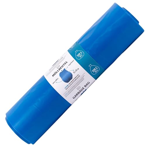BLiX - Schwerlast Müllsäcke 120L | Extra stark 60µ für Baustellen & Gewerbe | Reißfest & robust | Farbcodierung zur Mülltrennung, Blau, 25 Stück (1er Pack), Kunststoff von BLiX