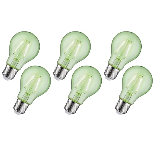 BLicht LED Filament Lampe A60 E27 | 1,1W = 15W | 170lm | Grün | Retro-Design | Deko-Leuchtmittel für Party, Garten & Ambiente | 6 Stück von BLicht