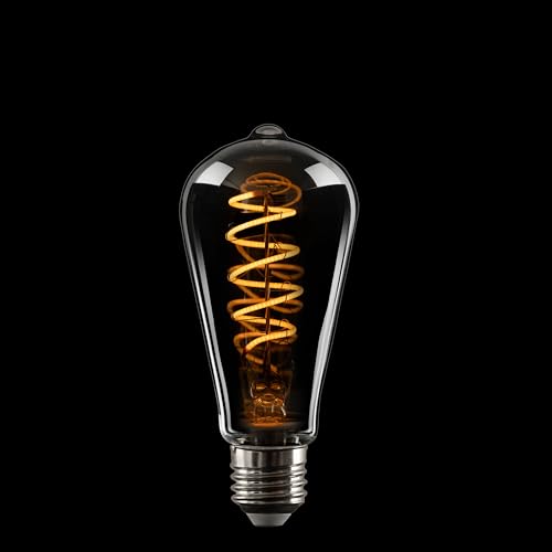 BLicht LED Leuchtmittel Spiralfilament Birnenform A60 5W E27 Rauchglas 100lm extra warmweiß 1800K DIMMBAR von BLicht