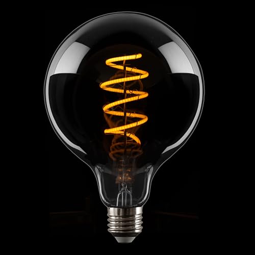 BLicht LED Spiralfilament Leuchtmittel Globe G125 5W E27 Rauchglas 130lm extra warmweiß 1800K DIMMBAR von BLicht