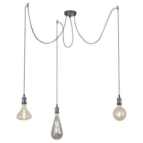 BLicht Pendellampe Hängeleuchte für 3 x E27 (max. 60W) kürzbar höhenverstellbar exkl. Leuchtmittel, Farbe: Schwarz von BLicht
