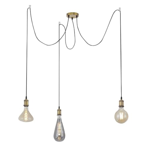 BLicht Pendellampe Hängeleuchte für 3 x E27 (max. 60W) kürzbar höhenverstellbar exkl. Leuchtmittel, Farbe: Messing von BLicht