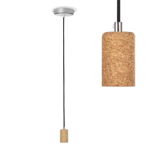 BLicht Pendelleuchte Textilkabel schwarz/kork max. 60W E27 ohne Leuchtmittel kürzbar von BLicht