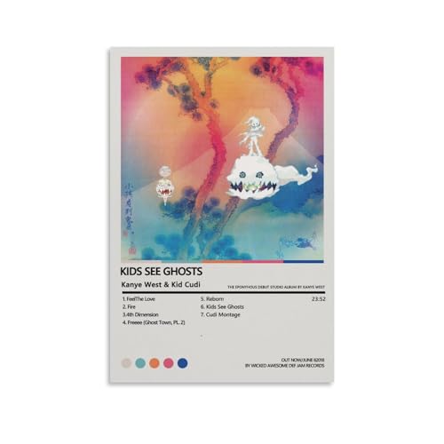 KIDS SEE GHOSTS Poster, dekoratives Gemälde, Leinwand, Wandposter und Kunstdruck, modernes Familienschlafzimmer-Dekor-Poster, 60 x 90 cm von BLuvos