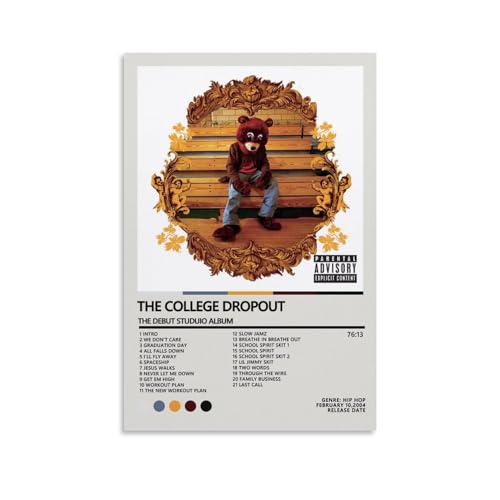 Kanye West The College Dropout Poster, dekoratives Gemälde, Leinwand-Wandposter und Kunstdruck, modernes Familienschlafzimmer-Dekor-Poster, 30 x 45 cm von BLuvos