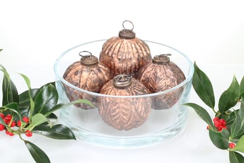 12er Set Weihnachtskugeln Glas Premium Ø 8cm - Kupfer/Antik von BM-Global