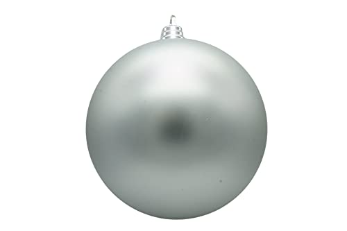 Weihnachtskugel Kunststoff Silber matt 10cm von BM-Global