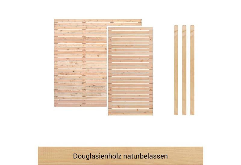 BM Massivholz Zaun Kurt Set 1.1, (Set), 1 Element 180 x 180cm, 1 Element 90x180cm, 3 Pfosten, Länge 190cm von BM Massivholz