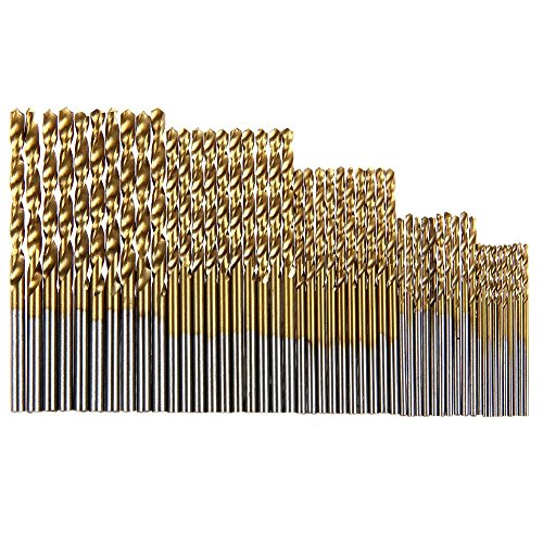 50-teiliges Spiralbohrer-Set, HSS-Titan-beschichtete Stahl-Bits, Hochgeschwindigkeits-Stahlbohrer-Set, Werkzeug 1/1,5/2/2,5/3 für Metall, Holz, Kunststoff, Aluminium, Kupfer von BMEA