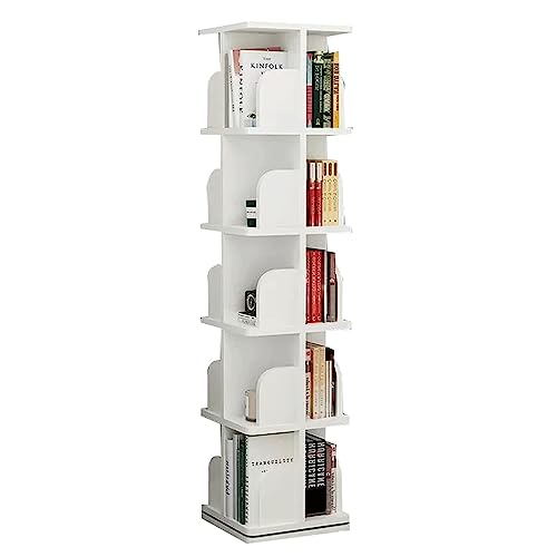 Bücherregale, um 360° drehbares Bücherregal, weißes stehendes Bücherregal, mehrschichtige Aufbewahrung, Bücherregale mit großer Kapazität, Studentenheim, Bücherregal, perfekte Möbel von BMEDFAC