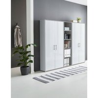 Abschließbare Regalwand/Schrankwand, Office Edition Set 10, grau/ weiß matt - Grau - Bmg Möbel von BMG MÖBEL