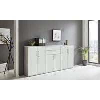 Abschließbare Regalwand/Schrankwand, Office Edition Set 15, grau/ weiß matt - Grau - Bmg Möbel von BMG MÖBEL