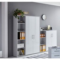 Abschließbare Regalwand/Schrankwand, Office Edition Set 4, grau/ weiß matt - Grau - Bmg Möbel von BMG MÖBEL