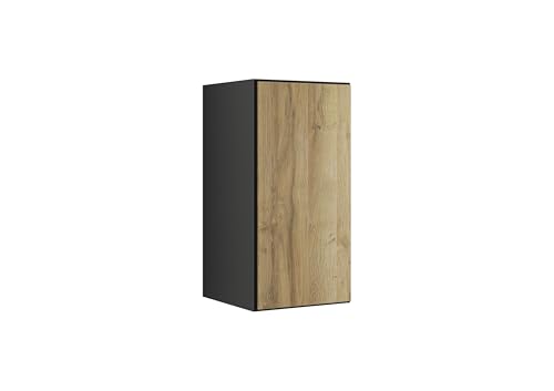 BMG MÖBEL Schranksystem Modul+ in anthrazit Aufbewahrung individuell montierbar als Regal oder Schrankset Lowboard oder Sideboard wandhängend (Evoke Eiche, Schrank 38x76 cm mit Tür) von BMG MÖBEL