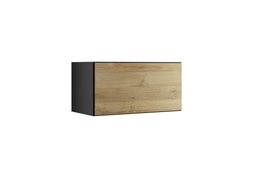 BMG MÖBEL Schranksystem Modul+ in anthrazit Aufbewahrung individuell montierbar als Regal oder Schrankset Lowboard oder Sideboard wandhängend (Evoke Eiche, Schrank 76x 38 cm mit Klappe) von BMG MÖBEL