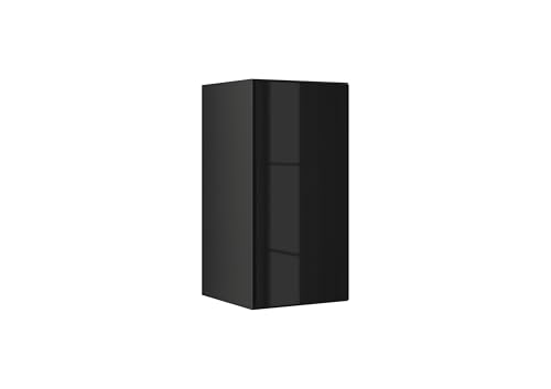 BMG MÖBEL Schranksystem Modul+ in anthrazit Aufbewahrung individuell montierbar als Regal oder Schrankset Lowboard oder Sideboard wandhängend (Schwarz Hochglanz, Schrank 38x76 cm mit Tür) von BMG MÖBEL