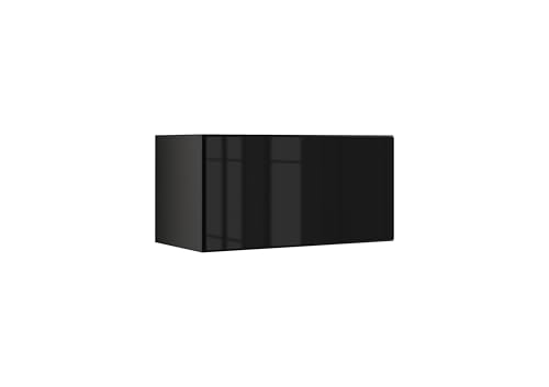 BMG MÖBEL Schranksystem Modul+ in anthrazit Aufbewahrung individuell montierbar als Regal oder Schrankset Lowboard oder Sideboard wandhängend (Schwarz Hochglanz, Schrank 76x 38 cm mit Klappe) von BMG MÖBEL