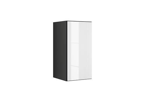 BMG MÖBEL Schranksystem Modul+ in anthrazit Aufbewahrung individuell montierbar als Regal oder Schrankset Lowboard oder Sideboard wandhängend (Weiß Hochglanz, Schrank 38x76 cm mit Tür) von BMG MÖBEL