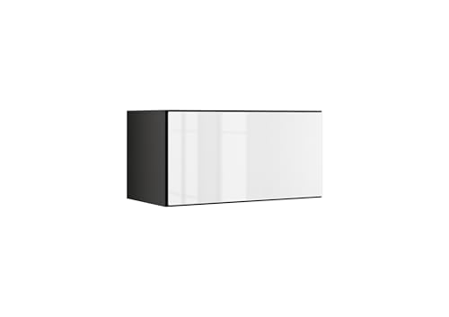 BMG MÖBEL Schranksystem Modul+ in anthrazit Aufbewahrung individuell montierbar als Regal oder Schrankset Lowboard oder Sideboard wandhängend (Weiß Hochglanz, Schrank 76x 38 cm mit Klappe) von BMG MÖBEL