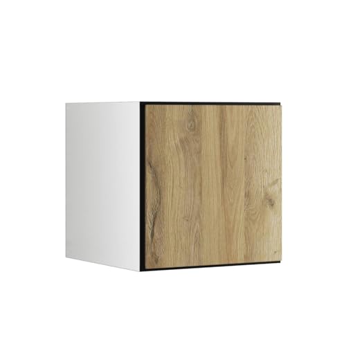 BMG MÖBEL Schranksystem Modul+ offen oder geschlossen Aufbewahrung individuell montierbar als Regal oder Schrankset Lowboard oder Sideboard wandhängend (Evoke Eiche, 38 x 38 cm Tür) von BMG MÖBEL