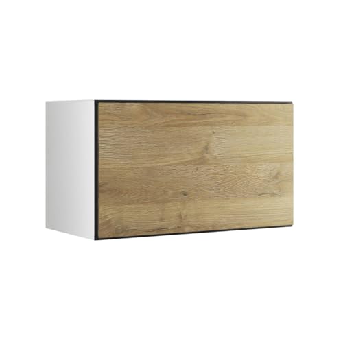 BMG MÖBEL Schranksystem Modul+ offen oder geschlossen Aufbewahrung individuell montierbar als Regal oder Schrankset Lowboard oder Sideboard wandhängend (Evoke Eiche, 38 x 76 cm Klappe) von BMG MÖBEL