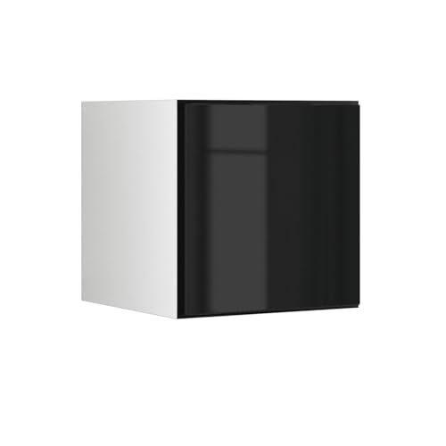 BMG MÖBEL Schranksystem Modul+ offen oder geschlossen Aufbewahrung individuell montierbar als Regal oder Schrankset Lowboard oder Sideboard wandhängend (Schwarz Hochglanz, 38 x 38 cm Tür) von BMG MÖBEL