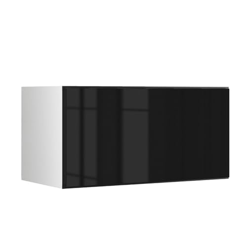 BMG MÖBEL Schranksystem Modul+ offen oder geschlossen Aufbewahrung individuell montierbar als Regal oder Schrankset Lowboard oder Sideboard wandhängend (Schwarz Hochglanz, 38 x 76 cm Klappe) von BMG MÖBEL